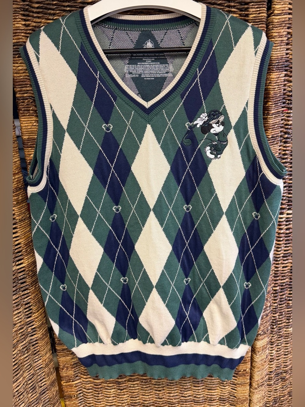 Disney Parks-Men’s Argyle Sweater Vest - Green & Navy, Medium